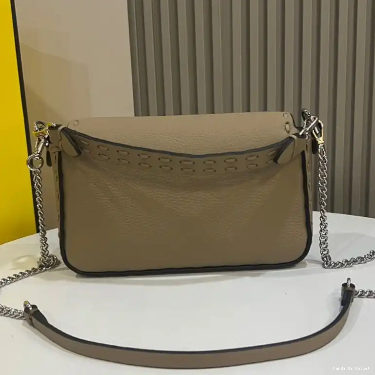 Cheap HOT Cuoio Baguette Bag Romano Selleria Fendi Khaki Mini In Leather 0514